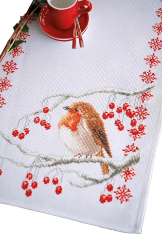 VERVACO Stickpackung Tischläufer Zählmusterpackung Kreuzstich Rotkehlchen Stickläufer zum Selbersticken Stickset Weihnachten Kreativ Set für Erwachsene 32 x 84 cm Kreatives Geschenk VERVACO Stickpackung Tischläufer Zählmusterpackung Kreuzstich Rotkehlchen Stickläufer zum Selbersticken Stickset Weihnachten Kreativ Set für Erwachsene 32 x 84 cm Kreatives Geschenk von Vervaco