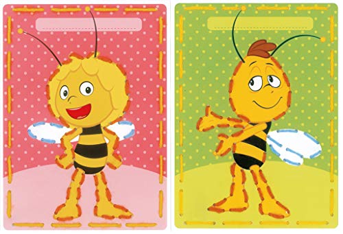 Vervaco Bedruckte Kartonkarten für Kinder mit Baumwollgarn und Nadel 2er Set, Baumwolle, weiß, 18,5 x 26 x 0,3 cm von Vervaco