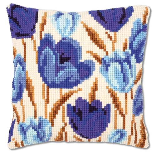 VERVACO Kreuzstich Stickpackungen Kissen Stickerei Set Anfänger Vorgedruckt Blaue Tulpen DIY Set Kreativ Set Für Erwachsene Dekoratives Kissen ca. 40 x 40 cm Bastelset Handwerker Haus Dekoration VERVACO Kreuzstich Stickpackungen Kissen Stickerei Set Anfänger Vorgedruckt Blaue Tulpen DIY Set Kreativ Set Für Erwachsene Dekoratives Kissen ca. 40 x 40 cm Bastelset Handwerker Haus Dekoration von Vervaco
