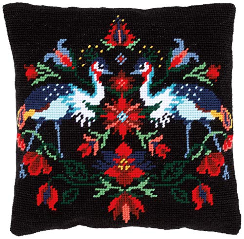 Vervaco Gobelin Stickpackung Kissen Stickset Erwachsene Kissenbezug CAMILLE Stickerei Set Anfänger Vorgedruckt Kreuzstichkissen Kreatives Handwerk ca. 40 x 40 cm Dekoratives Kissen DIY Geschenkset von Vervaco
