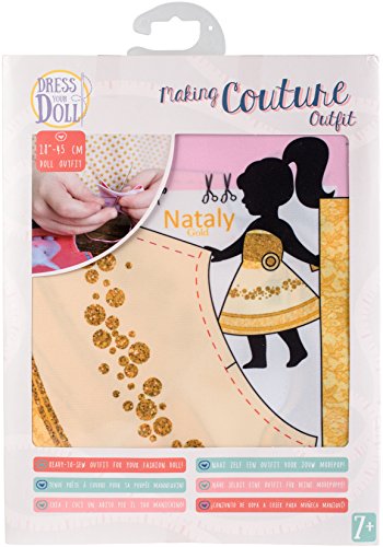 Vervaco Nataly Gold Couture Outfit Making Set, Polyester, Suitable for an 18in (45cm) doll von Vervaco