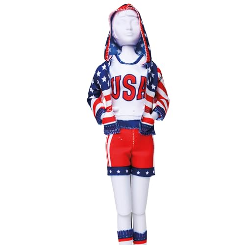 DRESS YOUR DOLL Mini Schneiderpuppe Nähset Anfänger Mit Stoff STARS & STRIPES Modepuppen Kleidung Nähen Lernen für Kinder Kreatives Hobby für Zuhause 30 x 39 cm Modedesign Puppe Fashion Design Kit von Vervaco