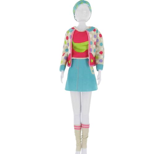 Vervaco Dress Your DOLL Mini Schneiderpuppe Nähset Anfänger Mit Stoff Banane Modepuppen Kleidung Nähen Lernen für Kinder Kreatives Hobby für Zuhause ca. 30 x 39 cm Modedesign Puppe Fashion Design Kit von Vervaco