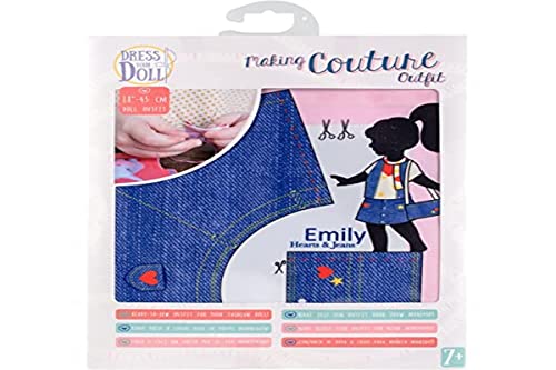 Vervaco Emily Heart & Jeans Couture Outfit Making Set, Polyester, Suitable for an 18in (45cm) doll von Vervaco