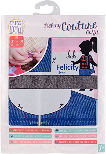 Vervaco Felicity Jeans Couture Outfit Making Set, Polyester, Suitable for an 18in (45cm) doll von Vervaco