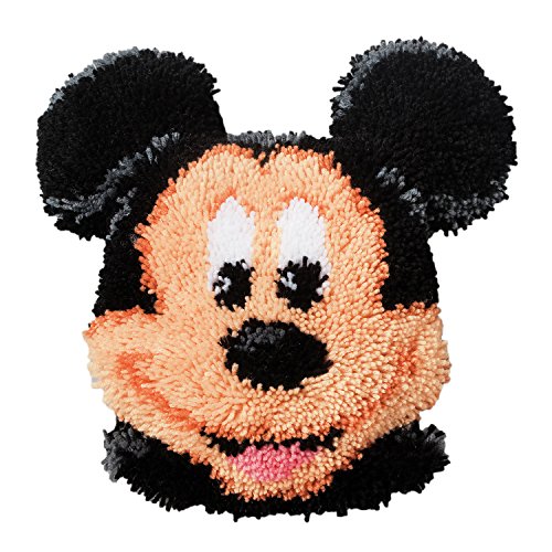 Vervaco Formkissen Mickey Mouse Knüpfpackung zum Selbstknüpfen eines Kissens, Stramin, weiß, 37 x 36 x 0,3 cm von Vervaco
