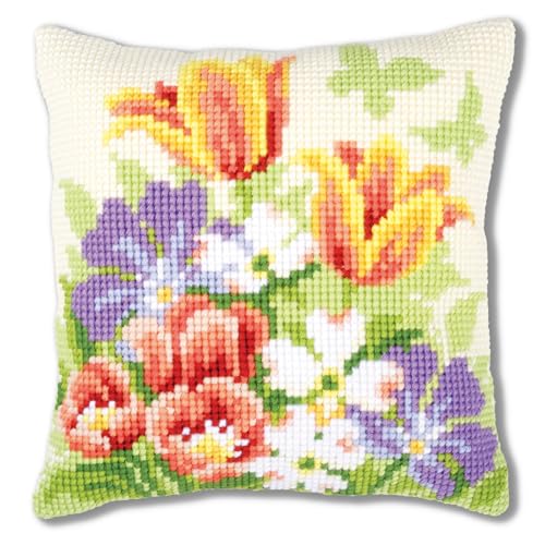 VERVACO Kreuzstich Stickpackungen Kissen Stickerei Set Anfänger Vorgedruckt Frühlingsblüten DIY Set Kreativ Set Für Erwachsene Dekoratives Kissen ca. 40 x 40 cm Bastelset Handwerker Haus Dekoration VERVACO Kreuzstich Stickpackungen Kissen Stickerei Set Anfänger Vorgedruckt Frühlingsblüten DIY Set Kreativ Set Für Erwachsene Dekoratives Kissen ca. 40 x 40 cm Bastelset Handwerker Haus Dekoration von Vervaco