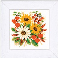 Vervaco Gezählter Kreuzstich Stickpackungen DIY Stickbilder Blumenschönheit Wanddekoration Handarbeit Set für Erwachsene Kreatives Handwerk ca. 13 x 13 cm Kreuzstichbilder Set Hausdeko von Vervaco