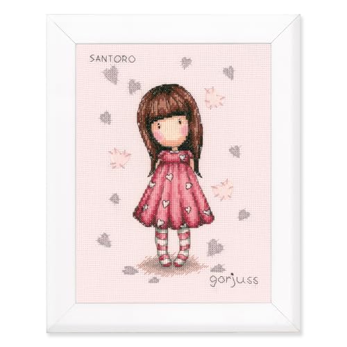 Vervaco Gezählter Kreuzstich Stickpackungen DIY Stickbilder Gorjuss Little love Wanddekoration Handarbeit Set für Erwachsene Kreatives Handwerk ca. 18 x 23 cm Kreuzstichbilder Set Hausdeko von Vervaco
