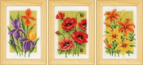 Vervaco Gezählter Kreuzstich Stickpackungen DIY Stickbilder Sommerblumen 3er Wanddekoration Handarbeit Set für Erwachsene Zählmusterpackung ca. 8 x 12 cm Kreuzstichbilder Set Hausdeko Vervaco Gezählter Kreuzstich Stickpackungen DIY Stickbilder Sommerblumen 3er Wanddekoration Handarbeit Set für Erwachsene Zählmusterpackung ca. 8 x 12 cm Kreuzstichbilder Set Hausdeko von Vervaco