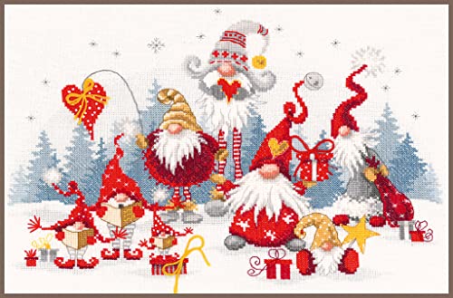 Vervaco Gezählter Kreuzstich Stickpackungen DIY Stickbilder Weihnachtstreffen Wanddekoration Handarbeit Set für Erwachsene Kreatives Handwerk ca. 38 x 27 cm Kreuzstichbilder Set Hausdeko von Vervaco
