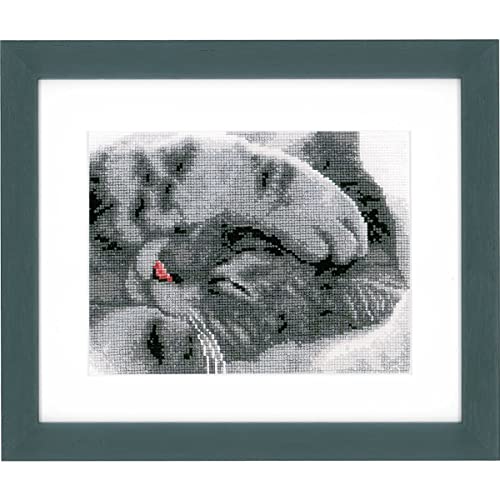 Vervaco Gezählter Kreuzstich Stickpackungen DIY Stickbilder süße Kätzchen Wanddekoration Handarbeit Set für Erwachsene Kreatives Handwerk ca. 16 x 13 cm Kreuzstichbilder Set Hausdeko von Vervaco