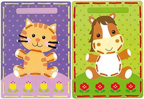 Vervaco Stickkarten Katze und Pony, 2er Set Stickkarte, Acryl, Mehrfarbig, 18.5 x 26.0 x 0.3 cm, 2 Einheiten von Vervaco