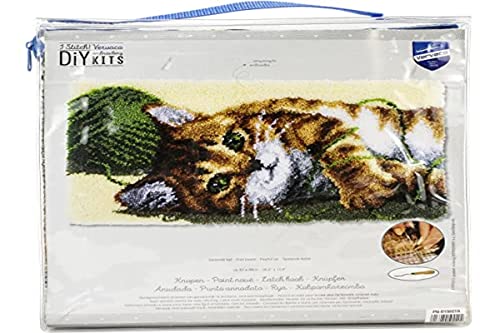 Vervaco Knüpfpackung zum Fertigen eines Knüpfteppichs, Baumwolle, weiß, 67 x 39 x 0,3 cm von Vervaco