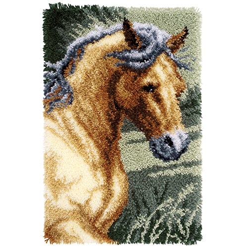 Vervaco Knüpfteppich Pferd Knüpfpackung zum Selbstknüpfen eines Teppichs, Stramin, weiß, 45 x 70 x 0,3 cm von Vervaco
