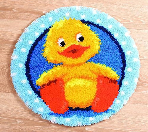 VERVACO DIY Handarbeit Knüpfset für Anfänger ENTLEIN Teppich zum Selber Knüpfen Basteln Erwachsene Kreativ Set 55 x 55 cm Latch Hook Kit Zubehör Haus Dekoration Knüpfteppich mit Knüpfhaken, Mehrfarbig von Vervaco