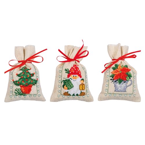 Vervaco Zählmusterpackung Stickset Säckchen Weihnachten 3er DIY Gezählter Kreuzstich Stickpackungen Basteln Erwachsene Kreativ Set 8 x 12 cm Stickset für Anfänger Stoffbeutel zum Sticken Vervaco Zählmusterpackung Stickset Säckchen Weihnachten 3er DIY Gezählter Kreuzstich Stickpackungen Basteln Erwachsene Kreativ Set 8 x 12 cm Stickset für Anfänger Stoffbeutel zum Sticken von Vervaco