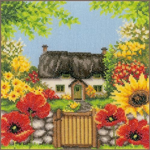 Vervaco Gezählter Kreuzstich Stickpackungen DIY Stickbilder 4 Jahreszeiten Sommer Wanddekoration Handarbeit Set für Erwachsene Kreatives Handwerk ca. 22 x 22 cm Kreuzstichbilder Set Hausdeko von Vervaco