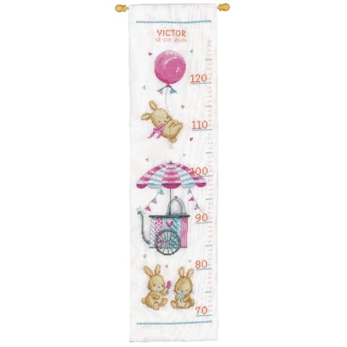 Vervaco Gezählter Kreuzstich Stickpackungen Stickset Baby Geburt Eiswagen Wanddekoration Handarbeit Set für Erwachsene Kreatives Handwerk ca. 18 x 70 cm Geburt Geschenk Hausdeko von Vervaco