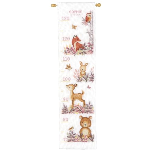 Vervaco Gezählter Kreuzstich Stickpackungen Stickset Baby Geburt Im Wald Wanddekoration Handarbeit Set für Erwachsene Kreatives Handwerk ca. 18 x 70 cm Geburt Geschenk Hausdeko von Vervaco