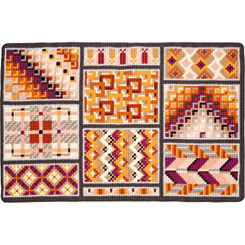 Vervaco Kreuzstich Stickpackungen, Teppich Kreuzstich Set vorgedruckt mit Stickbild auf 100% Baumwoll Stoff und Stickgarn, Stickvorlagen 75 x 50 cm mit Anleitung, Geometrische Flächen Vervaco Kreuzstich Stickpackungen, Teppich Kreuzstich Set vorgedruckt mit Stickbild auf 100% Baumwoll Stoff und Stickgarn, Stickvorlagen 75 x 50 cm mit Anleitung, Geometrische Flächen von Vervaco