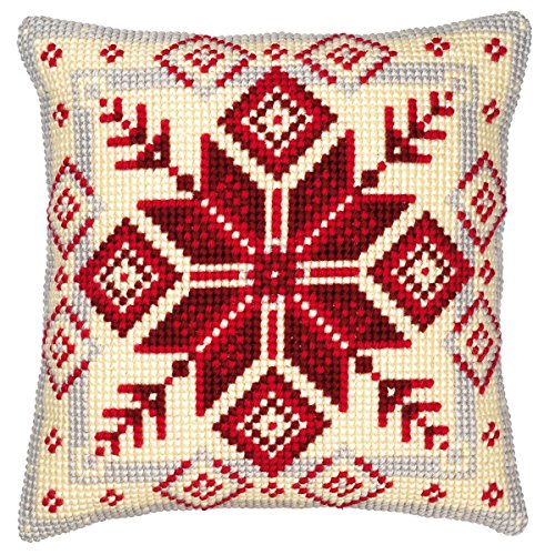 Vervaco Kreuzstich Sticksets Kissen vorne zum Selbststicken mit Stickmuster auf 100% Baumwolle und Stickgarn, 40 x 40 cm, Nordic Snowflake Vervaco Kreuzstich Sticksets Kissen vorne zum Selbststicken mit Stickmuster auf 100% Baumwolle und Stickgarn, 40 x 40 cm, Nordic Snowflake von Vervaco