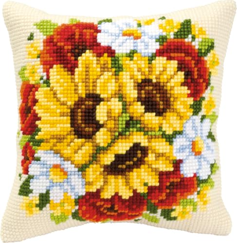 VERVACO Kreuzstich Stickpackungen Kissen Stickerei Set Anfänger Vorgedruckt Sonnenblumen und Mohn DIY Set Kreativ Set Für Erwachseneca. 40 x 40 cm Bastelset Handwerker Haus Dekoration VERVACO Kreuzstich Stickpackungen Kissen Stickerei Set Anfänger Vorgedruckt Sonnenblumen und Mohn DIY Set Kreativ Set Für Erwachseneca. 40 x 40 cm Bastelset Handwerker Haus Dekoration von Vervaco