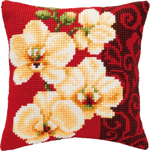VERVACO Kreuzstich Stickpackungen Kissen Stickerei Set Anfänger Vorgedruckt Weiße Orchideen DIY Set Kreativ Set Für Erwachsene Dekoratives Kissen ca. 40 x 40 cm Bastelset Handwerker Haus Dekoration VERVACO Kreuzstich Stickpackungen Kissen Stickerei Set Anfänger Vorgedruckt Weiße Orchideen DIY Set Kreativ Set Für Erwachsene Dekoratives Kissen ca. 40 x 40 cm Bastelset Handwerker Haus Dekoration von Vervaco