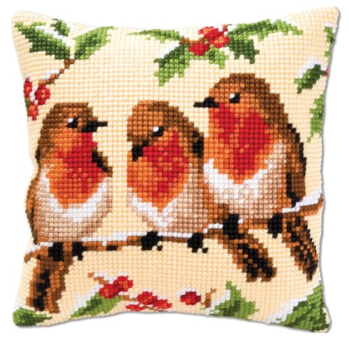 VERVACO Kreuzstich Stickpackungen Kissen Stickerei Set Anfänger Vorgedruckt 3 Rotkehlchen DIY Set Kreativ Set Für Erwachsene Dekoratives Kissen ca. 40 x 40 cm Bastelset Handwerker Haus Dekoration VERVACO Kreuzstich Stickpackungen Kissen Stickerei Set Anfänger Vorgedruckt 3 Rotkehlchen DIY Set Kreativ Set Für Erwachsene Dekoratives Kissen ca. 40 x 40 cm Bastelset Handwerker Haus Dekoration von Vervaco