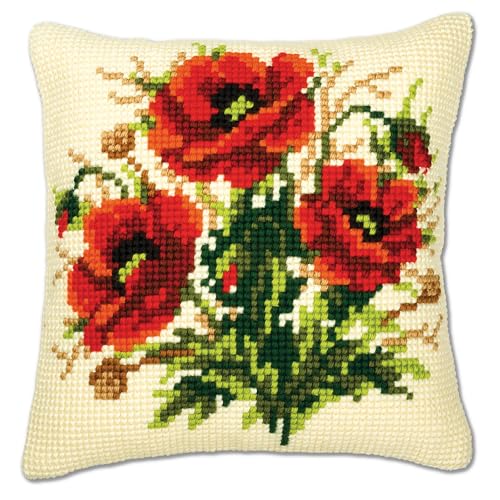 VERVACO Kreuzstich Stickpackungen Kissen Stickerei Set Anfänger Vorgedruckt Blumenstrauß aus Mohn DIY Set Kreativ Set Für Erwachseneca. 40 x 40 cm Bastelset Handwerker Haus Dekoration VERVACO Kreuzstich Stickpackungen Kissen Stickerei Set Anfänger Vorgedruckt Blumenstrauß aus Mohn DIY Set Kreativ Set Für Erwachseneca. 40 x 40 cm Bastelset Handwerker Haus Dekoration von Vervaco