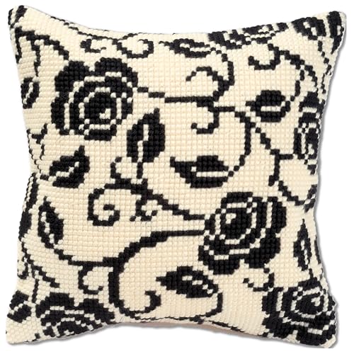 VERVACO Kreuzstich Stickpackungen Kissen Stickerei Set Anfänger Vorgedruckt Rosen in Schwarz und Weiß DIY Set Kreativ Set Für Erwachseneca. 40 x 40 cm Bastelset Handwerker Haus Dekoration VERVACO Kreuzstich Stickpackungen Kissen Stickerei Set Anfänger Vorgedruckt Rosen in Schwarz und Weiß DIY Set Kreativ Set Für Erwachseneca. 40 x 40 cm Bastelset Handwerker Haus Dekoration von Vervaco