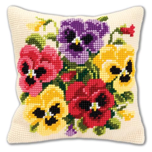 VERVACO Kreuzstich Stickpackungen Kissen Stickerei Set Anfänger Vorgedruckt Stiefmütterchen DIY Set Kreativ Set Für Erwachsene Dekoratives Kissen ca. 40 x 40 cm Bastelset Handwerker Haus Dekoration VERVACO Kreuzstich Stickpackungen Kissen Stickerei Set Anfänger Vorgedruckt Stiefmütterchen DIY Set Kreativ Set Für Erwachsene Dekoratives Kissen ca. 40 x 40 cm Bastelset Handwerker Haus Dekoration von Vervaco
