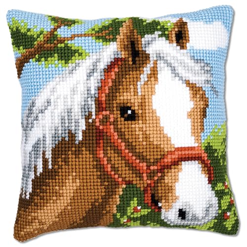 VERVACO Kreuzstich Stickpackungen Kissen Stickerei Set Anfänger Vorgedruckt Pferd DIY Set Kreativ Set Für Erwachsene Dekoratives Kissen ca. 40 x 40 cm Bastelset Handwerker Haus Dekoration VERVACO Kreuzstich Stickpackungen Kissen Stickerei Set Anfänger Vorgedruckt Pferd DIY Set Kreativ Set Für Erwachsene Dekoratives Kissen ca. 40 x 40 cm Bastelset Handwerker Haus Dekoration von Vervaco