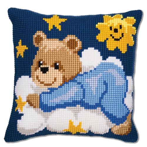 Vervaco Kreuzstich Stickpackungen Kissen Stickerei Set Anfänger Vorgedruckt Blauer Bär auf Wolke DIY Set Kreativ Set Für Erwachseneca. 40 x 40 cm Bastelset Handwerker Haus Dekoration Vervaco Kreuzstich Stickpackungen Kissen Stickerei Set Anfänger Vorgedruckt Blauer Bär auf Wolke DIY Set Kreativ Set Für Erwachseneca. 40 x 40 cm Bastelset Handwerker Haus Dekoration von Vervaco