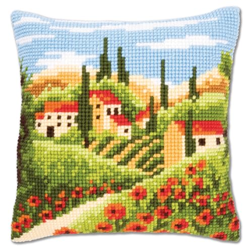 VERVACO Kreuzstich Stickpackungen Kissen Stickerei Set Anfänger Vorgedruckt Landschaft i.d. Toskana DIY Set Kreativ Set Für Erwachseneca. 40 x 40 cm Bastelset Handwerker Haus Dekoration VERVACO Kreuzstich Stickpackungen Kissen Stickerei Set Anfänger Vorgedruckt Landschaft i.d. Toskana DIY Set Kreativ Set Für Erwachseneca. 40 x 40 cm Bastelset Handwerker Haus Dekoration von Vervaco