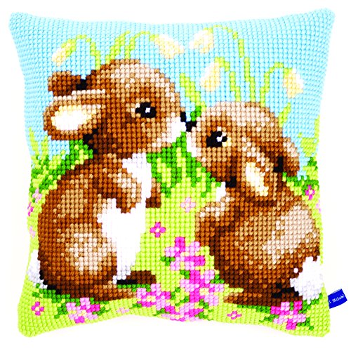 VERVACO Kreuzstich Stickpackungen Kissen Stickerei Set Anfänger Vorgedruckt 2 Kaninchen DIY Set Kreativ Set Für Erwachsene Dekoratives Kissen ca. 40 x 40 cm Bastelset Handwerker Haus Dekoration VERVACO Kreuzstich Stickpackungen Kissen Stickerei Set Anfänger Vorgedruckt 2 Kaninchen DIY Set Kreativ Set Für Erwachsene Dekoratives Kissen ca. 40 x 40 cm Bastelset Handwerker Haus Dekoration von Vervaco