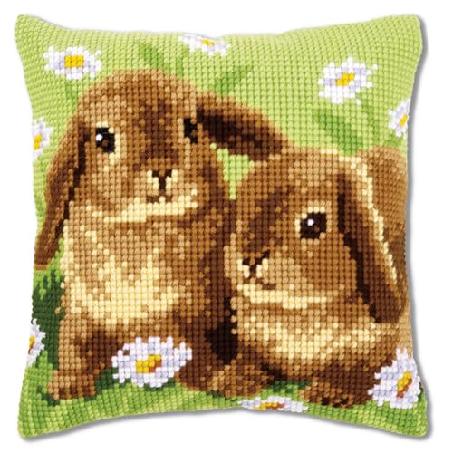 Vervaco Kreuzstich Stickpackungen Kissen Stickerei Set Anfänger Vorgedruckt 2 Kaninchen DIY Set Kreativ Set Für Erwachsene Dekoratives Kissen ca. 40 x 40 cm Bastelset Handwerker Haus Dekoration Vervaco Kreuzstich Stickpackungen Kissen Stickerei Set Anfänger Vorgedruckt 2 Kaninchen DIY Set Kreativ Set Für Erwachsene Dekoratives Kissen ca. 40 x 40 cm Bastelset Handwerker Haus Dekoration von Vervaco