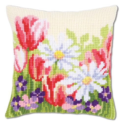 Vervaco Kreuzstichkissen Frühlingsblumen, Stickbild vorgezeichnet Kreuzstichpackung Kissen, vorbezeichnet, Baumwolle, Mehrfarbig, 40 x 40 x 0,3 cm Vervaco Kreuzstichkissen Frühlingsblumen, Stickbild vorgezeichnet Kreuzstichpackung Kissen, vorbezeichnet, Baumwolle, Mehrfarbig, 40 x 40 x 0,3 cm von Vervaco