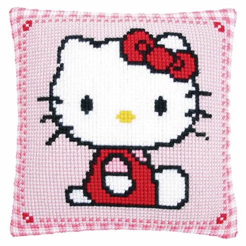 Vervaco Kreuzstichkissen Hello Kitty Kreuzstickpackung vorgedruckt, Stramin, weiß, 40 x 40 x 0,3 cm Vervaco Kreuzstichkissen Hello Kitty Kreuzstickpackung vorgedruckt, Stramin, weiß, 40 x 40 x 0,3 cm von Vervaco