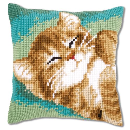 VERVACO Kreuzstich Stickpackungen Kissen Stickerei Set Anfänger Vorgedruckt Katze DIY Set Kreativ Set Für Erwachsene Dekoratives Kissen ca. 40 x 40 cm Bastelset Handwerker Haus Dekoration VERVACO Kreuzstich Stickpackungen Kissen Stickerei Set Anfänger Vorgedruckt Katze DIY Set Kreativ Set Für Erwachsene Dekoratives Kissen ca. 40 x 40 cm Bastelset Handwerker Haus Dekoration von Vervaco