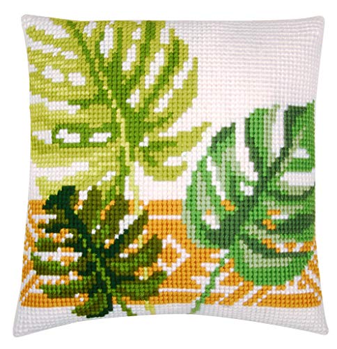 VERVACO Kreuzstich Stickpackungen Kissen Stickerei Set Anfänger Vorgedruckt Planzenblätter DIY Set Kreativ Set Für Erwachsene Dekoratives Kissen ca. 40 x 40 cm Bastelset Handwerker Haus Dekoration VERVACO Kreuzstich Stickpackungen Kissen Stickerei Set Anfänger Vorgedruckt Planzenblätter DIY Set Kreativ Set Für Erwachsene Dekoratives Kissen ca. 40 x 40 cm Bastelset Handwerker Haus Dekoration von Vervaco