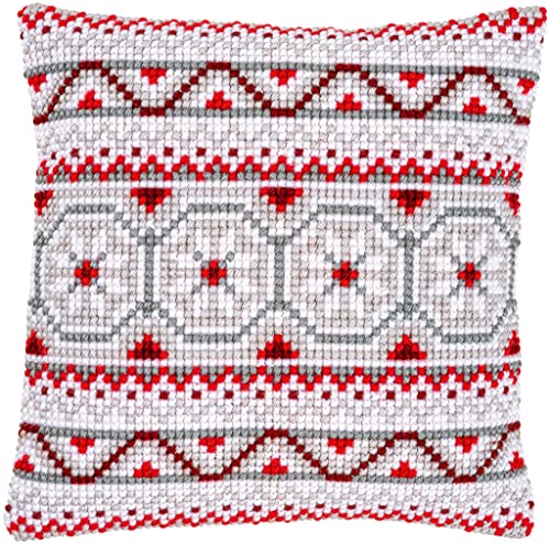 Vervaco Kreuzstich Stickpackungen Kissen Stickerei Set Anfänger Vorgedruckt Norwegisches Motiv DIY Set Kreativ Set Für Erwachseneca. 40 x 40 cm Bastelset Handwerker Haus Dekoration von Vervaco