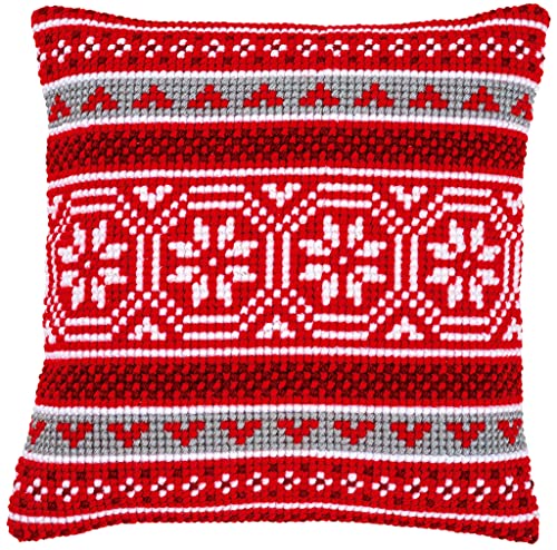 Vervaco Kreuzstich Stickpackungen Kissen Stickerei Set Anfänger Vorgedruckt Weihnachtskristallmotiv DIY Set Kreativ Set Für Erwachseneca. 40 x 40 cm Bastelset Handwerker Haus Dekoration von Vervaco