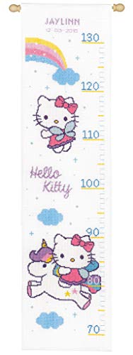 VERVACO Gezählter Kreuzstich Stickpackungen Höhendiagramm Kinder Hello Kitty Wanddekoration Handarbeit Set für Erwachsene Kreatives Handwerk ca. 18 x 70 cm Kreuzstichbilder Set Hausdeko von Vervaco