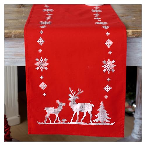VERVACO Stickpackung Kreuzstich Set Vorgedruckt Tischläufer Weihnachtlich mit Rehen Stickdecken Vorgezeichnet DIY Basteln Kreativ Stickläufer zum Selbersticken 30 x 105 cm Stickset VERVACO Stickpackung Kreuzstich Set Vorgedruckt Tischläufer Weihnachtlich mit Rehen Stickdecken Vorgezeichnet DIY Basteln Kreativ Stickläufer zum Selbersticken 30 x 105 cm Stickset von Vervaco