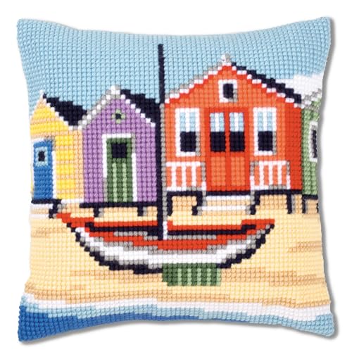 VERVACO Kreuzstich Stickpackungen Kissen Stickerei Set Anfänger Vorgedruckt An der Küste DIY Set Kreativ Set Für Erwachsene Dekoratives Kissen ca. 40 x 40 cm Bastelset Handwerker Haus Dekoration VERVACO Kreuzstich Stickpackungen Kissen Stickerei Set Anfänger Vorgedruckt An der Küste DIY Set Kreativ Set Für Erwachsene Dekoratives Kissen ca. 40 x 40 cm Bastelset Handwerker Haus Dekoration von Vervaco