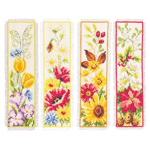 Vervaco Lesezeichen Kreuzstich Stickpackungen Gezählter Kreuzstich Set 4 Jahreszeiten 4er DIY Set Erwachsene Sticken Lesen Zubehör Geschenk Zählmusterpackung ca. 6 x 20 cm Stickset für Anfänger Vervaco Lesezeichen Kreuzstich Stickpackungen Gezählter Kreuzstich Set 4 Jahreszeiten 4er DIY Set Erwachsene Sticken Lesen Zubehör Geschenk Zählmusterpackung ca. 6 x 20 cm Stickset für Anfänger von Vervaco
