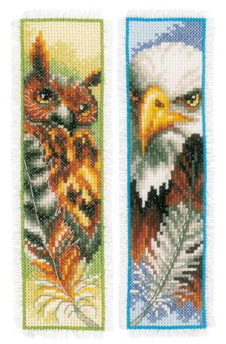 Vervaco Lesezeichen Kreuzstich Stickpackungen Gezählter Kreuzstich Set Eule und Adler 2er DIY Set Erwachsene Sticken Lesen Zubehör Geschenk Zählmusterpackung ca. 6 x 20 cm Stickset für Anfänger Vervaco Lesezeichen Kreuzstich Stickpackungen Gezählter Kreuzstich Set Eule und Adler 2er DIY Set Erwachsene Sticken Lesen Zubehör Geschenk Zählmusterpackung ca. 6 x 20 cm Stickset für Anfänger von Vervaco