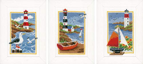 Vervaco Gezählter Kreuzstich Stickpackungen DIY Stickbilder Leuchttürme 3er Wanddekoration Handarbeit Set für Erwachsene Zählmusterpackung ca. 8 x 12 cm Kreuzstichbilder Set Hausdeko Vervaco Gezählter Kreuzstich Stickpackungen DIY Stickbilder Leuchttürme 3er Wanddekoration Handarbeit Set für Erwachsene Zählmusterpackung ca. 8 x 12 cm Kreuzstichbilder Set Hausdeko von Vervaco