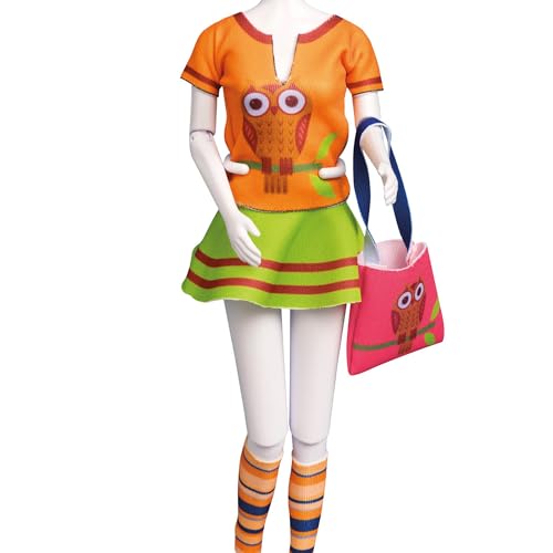 Vervaco Modepuppen Kleidung Nähen Lernen für Kinder Kreatives Hobby für Zuhause ca. 30 x 39 cm Modedesign Puppe Fashion Design Kit Couture Outfit Making Set: Tiny Owl, Polyester, Fits Any 29cm doll von Vervaco
